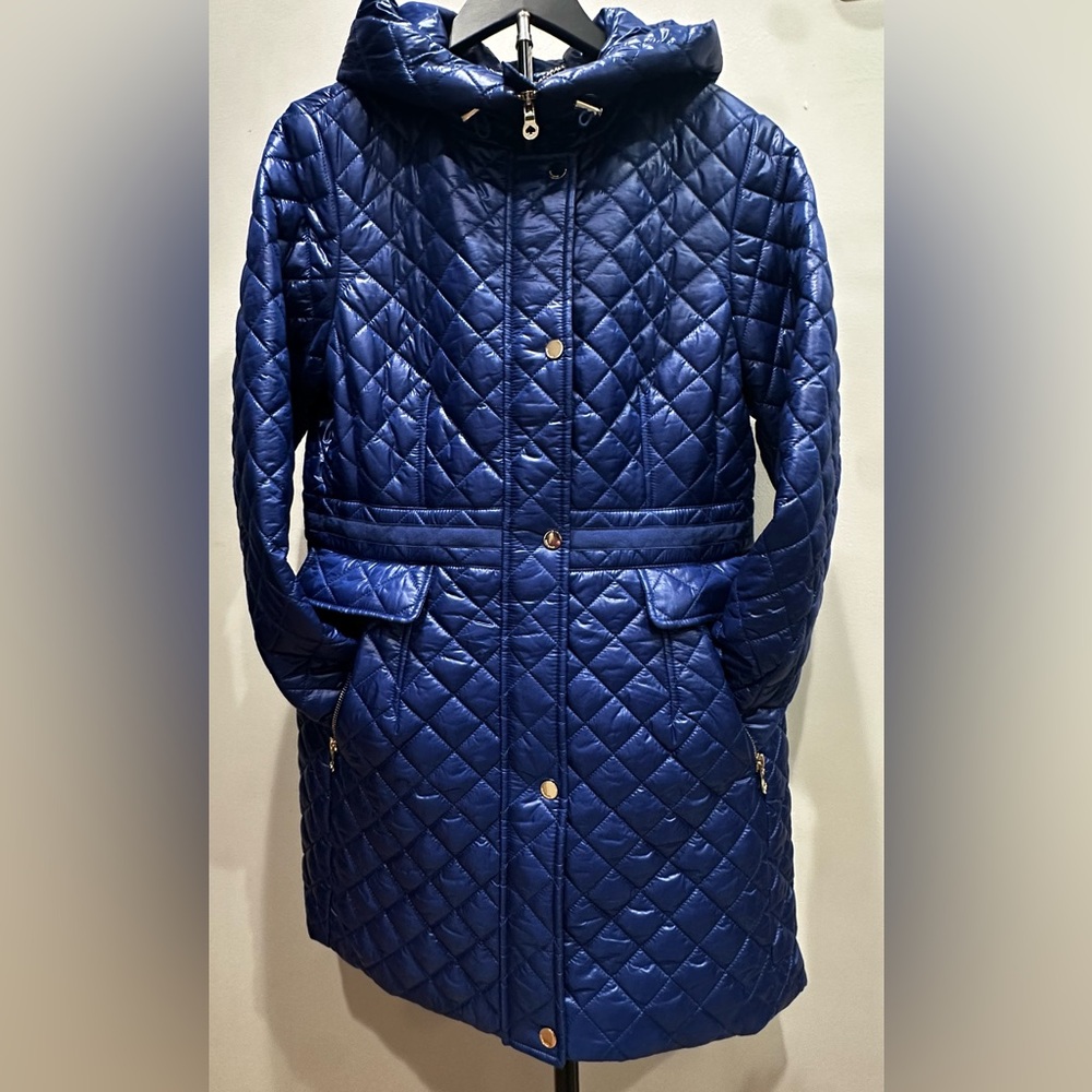 kate spade Quilted Hooded Puffer Coat - Blue